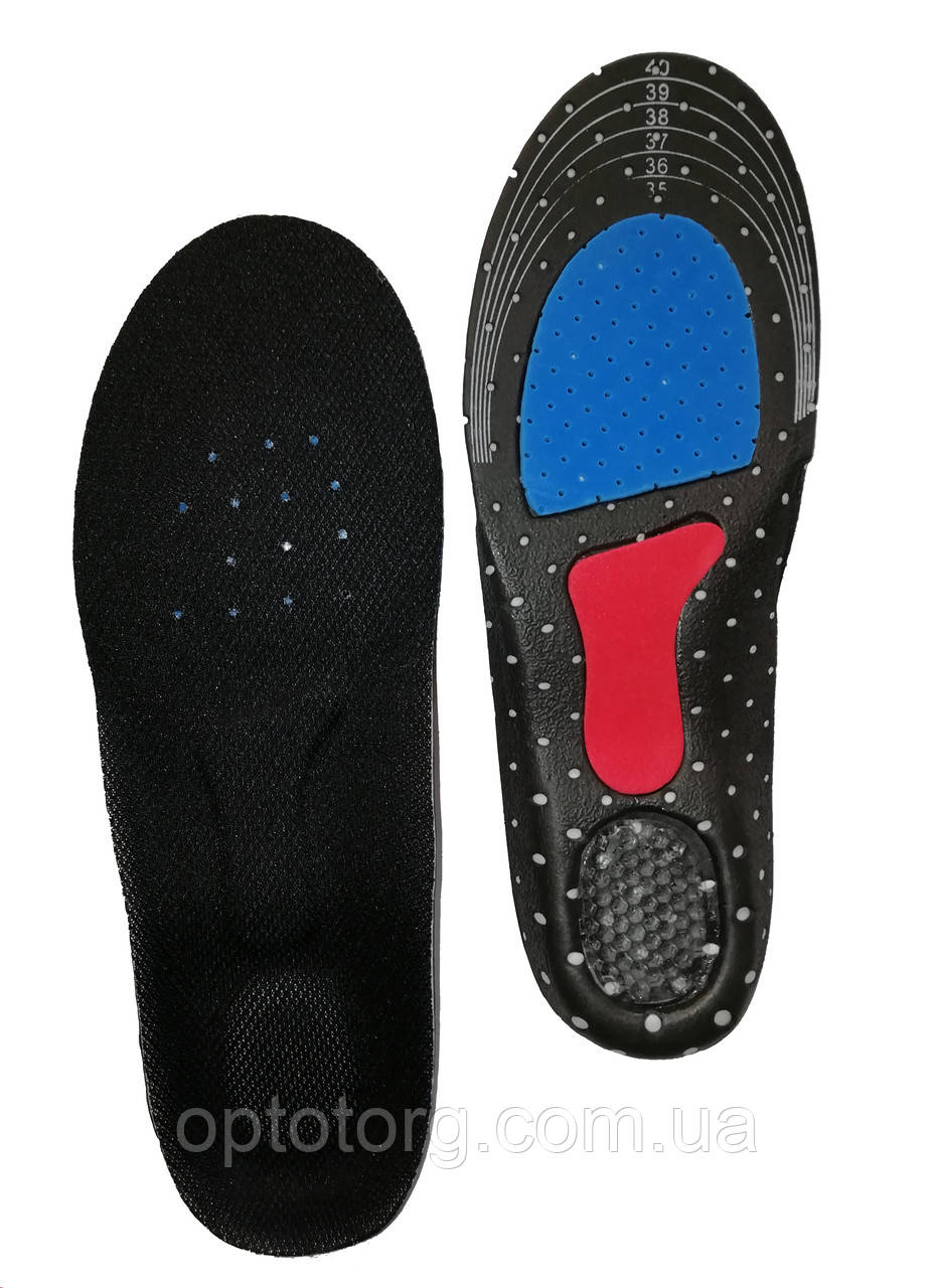 Устілка 36-40 Чорна кросівкова із силіконовою п'ятою й супінатором прихована