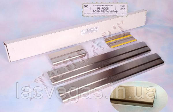 Накладки на пороги Ford Fiesta VII 2008- (Nata-Niko), фото 1