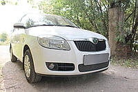 Зимняя накладка на решетку радиатора Skoda Fabia (2) 2007-2009 (Дорестайл в бампер)