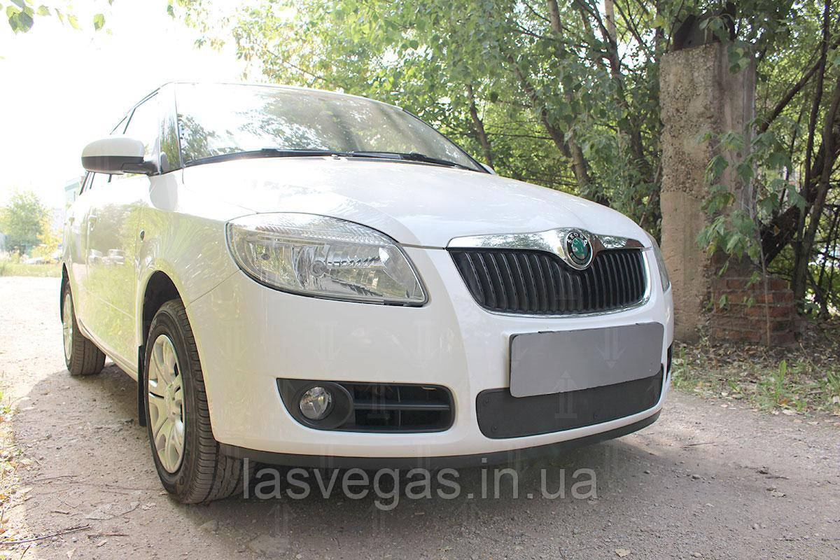 Зимова накладка на решітку радіатора Skoda Fabia (2) 2007-2009 (Дорістайл у бампер), фото 1
