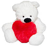 М'яка іграшка Ведмедик білий 70 см з Серцем 25 см, фото 4