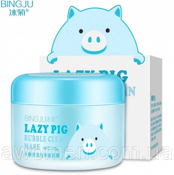 Киснева маска для обличчя BINGJU Lazy Pig Bubble Clean Mask 100 g