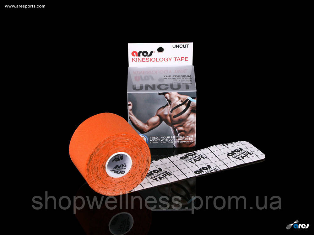Кинезиологический тейп ARES TAPE 5м, помаранчевий