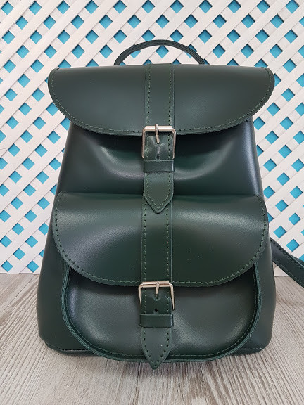 Рюкзак жіночий "ВОЯЖ" натуральна шкіра, темно-зелений, фото 1