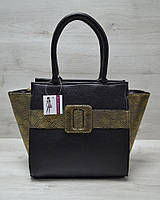 Молодіжна жіноча сумка Комбінована чорного кольору з золотим паском