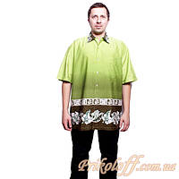 Гавайская рубашка, зеленая с цветами