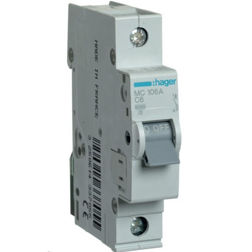 Автоматичний вимикач 1Р 6А C MCN106 Hager