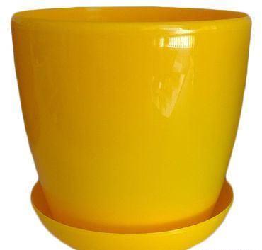 Горщик глянець із підставкою Темно-жовтий 18, фото 1