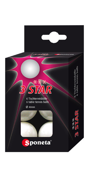 М'ячі для настільного тенісу Sponeta 3* (6 шт), фото 1