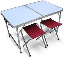 Складаний стіл для пікніка з 4 стільцями сірий