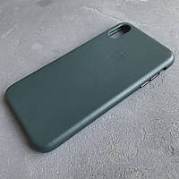 Чехол из натуральной кожи на айфон Xs зеленый Apple iphone leather case forest green