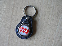 Брелок кожзам округлый Seat логотип эмблема Сеат автомобильный на авто ключи комбинированный Сиат Уценка