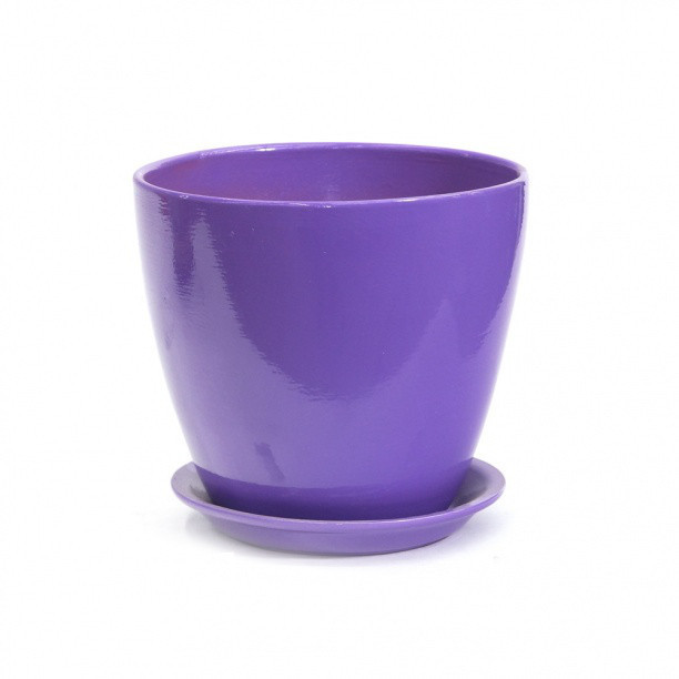 Горщик глянець із підставкою Бузковий 16, фото 1