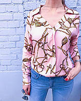Блузка женская рисунок цепи (розовая) XL