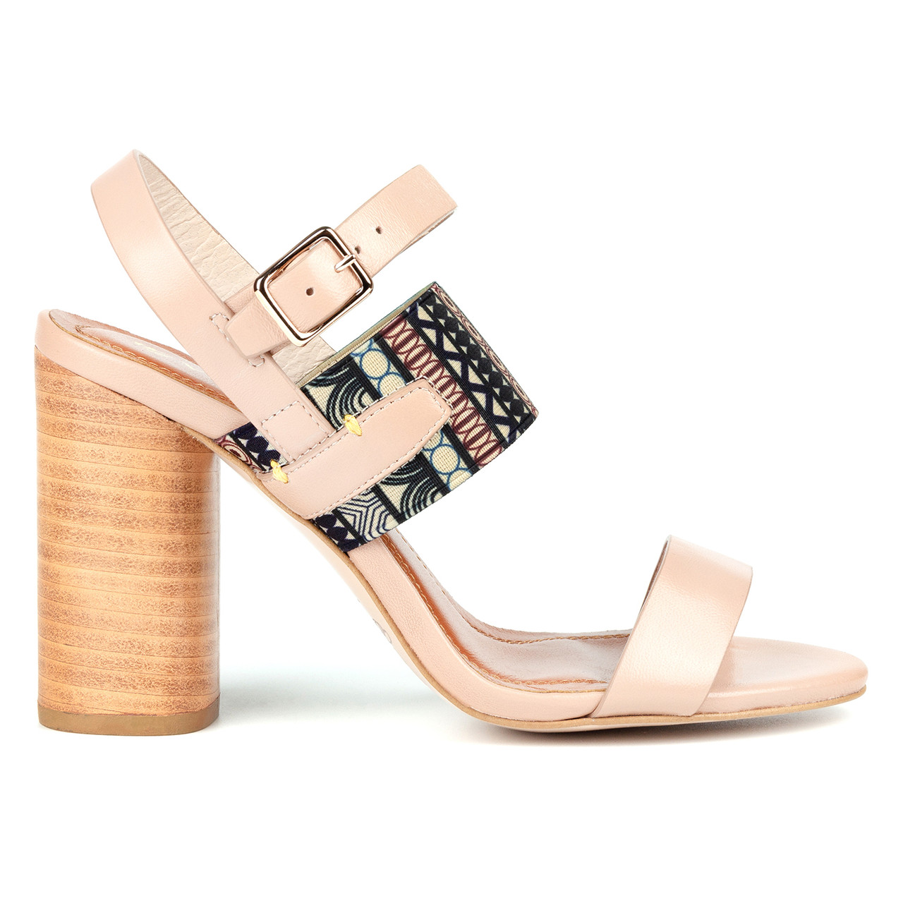 Жіночі босоніжки 36-39 woman's heel бежеві з натуральної шкіри на широкому і зручному каблуці