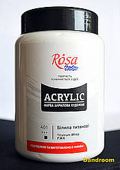 Фарба акрилова, Білила титанові, 400 мл, ROSA Studio
