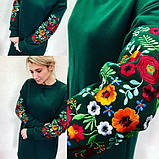 Стильное трикотажное платье-туника с вышитыми рукавами. 4 цвета!, фото 2