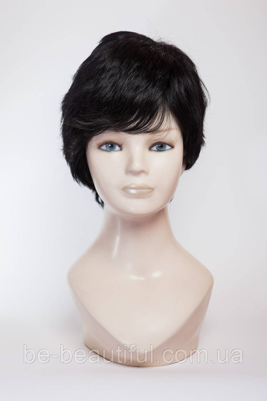 Перука жіноча з натурального волосся короткий чорний