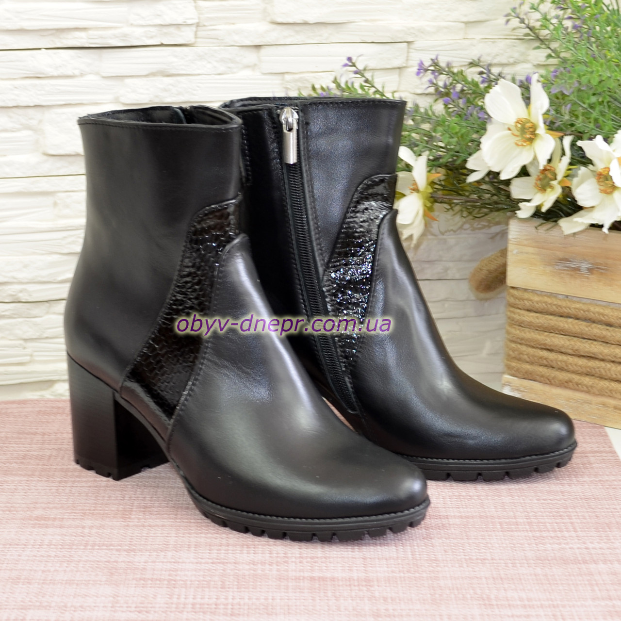 Черевики жіночі на стійкому каблуці, фото 1