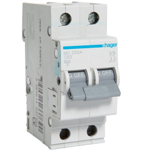 Автоматичний вимикач 2Р 63А C MCN263 Hager