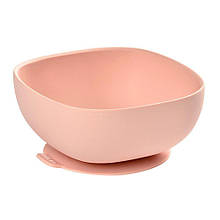 Силіконова миска на присоску, Beaba; Колір — Рожевий