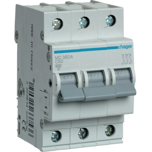 Автоматичний вимикач 3Р 50А C MCN350 Hager