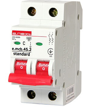 Автоматичний вимикач e.mcb.stand.45.2.C2, 2р, 2А, C, 4.5 кА E.Next