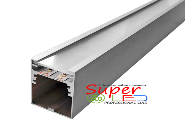 линейный светильник из led профиля 43х43мм разрез