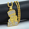 Підвіска з ланцюжком Bart Simpson ювелірний сет з камінням золотий, фото 2