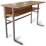 Стіл Аудіоторний учнівський 2-місний із царгою та полицею для школярів із паросткових груп, фото 5