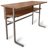 Стіл Аудіоторний учнівський 2-місний із царгою та полицею для школярів із паросткових груп, фото 6