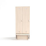 Шафа для роздягалки двосекційна з лавкою (620*250*1400h), фото 6