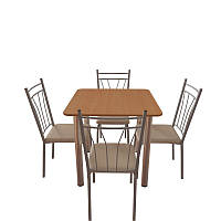 Комплект для кафе: стол обеденный Хром + 4 стула Кристи