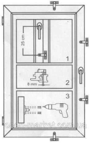 4 ШТ - Комплект! Замок посилений для вікон ПВХ від злодіїв, Україна, Akpen security lock