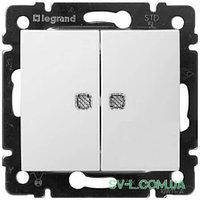 Механізм вимикача 2-клавішного з підсвіткою білий 774428 Legrand Valena