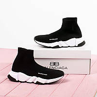 Balenciaga Speed Trainer Black White женские кроссовки Баленсиага Спид Трейнер черно-белые