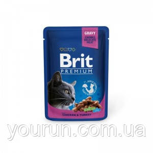 Brit Premium Cat Pouch с курицей и индейкой 100гр