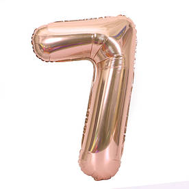 Фольгований повітряна куля надувний Цифра 7 Рожеве золото 40" (102 см)