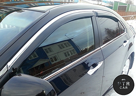 Дефлектори вікон (вітровики) з хром накладкою Toyota Camry 2006 -> 4D (V40) ХРОМ 4 шт (HIC)