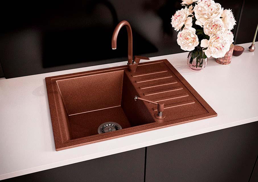 КУХОННА Мойка ГРАНИТНА ASKANIA MASTER КОРІЧНИЙ