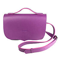 Фіолетова сумка з екошкіри без внутрішніх кишень з застібкою і ремінцем