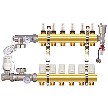 Колектор "APC" для теплої підлоги латунний в зборі На 6 контурів
