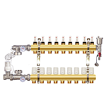 Колектор "APC" для теплої підлоги латунний у складі На 9 контурів