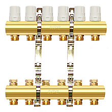 Колектор "APC" для опалення латунний На 6 контурів