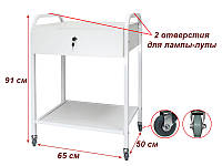 Тележка косметологическая мод. 011 на 2 полки(ДСП), с ящиком