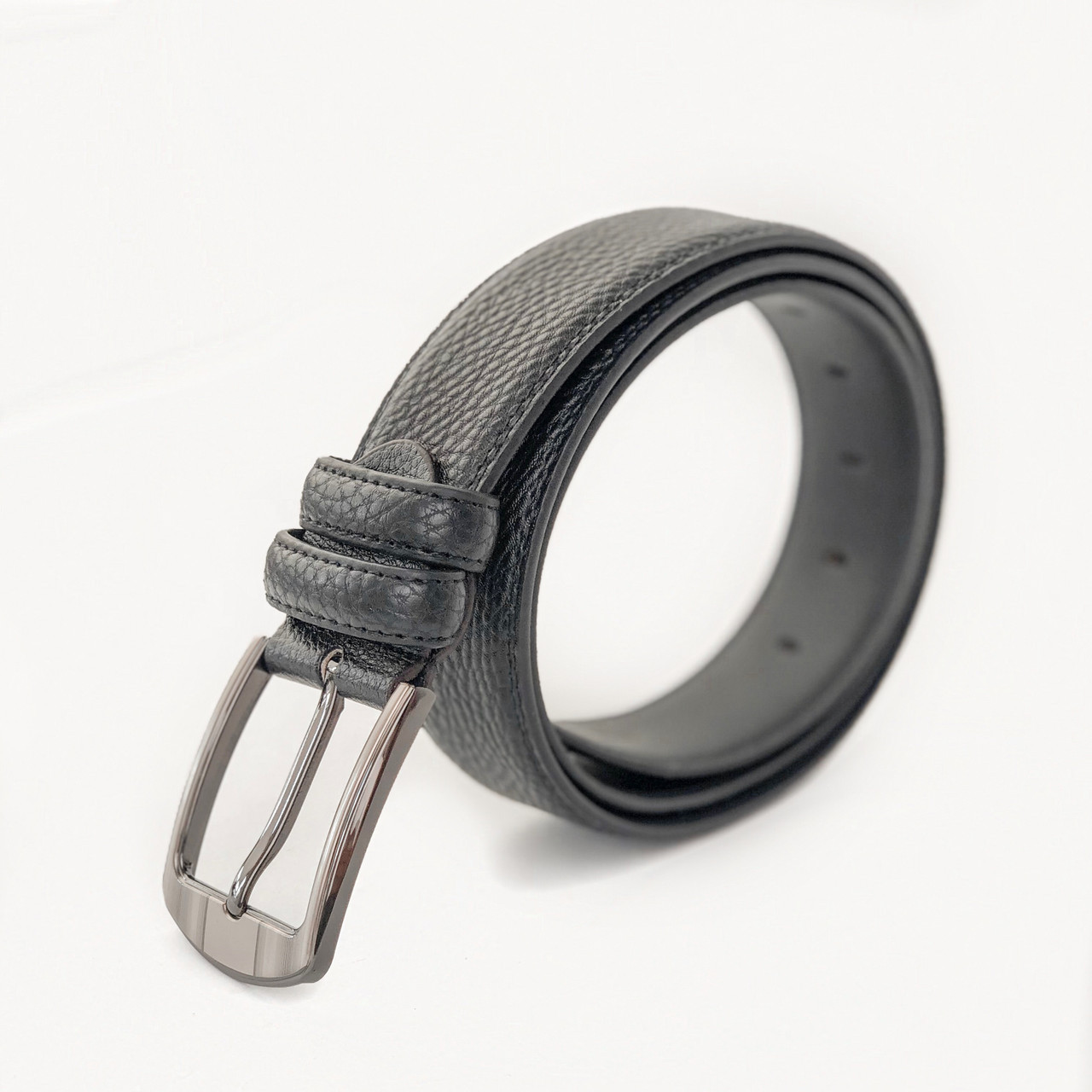 Ремінь чоловічий чорний з витисненої шкіри, фото 1