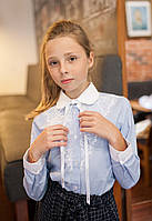 Блузка сорочка для дівчинки блакитна мод.5073