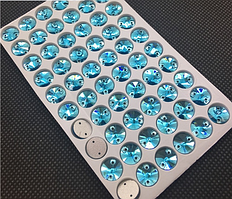 10мм. RIVOLI Круглі стрази пришивні Aquamarine. Скло.