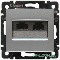 Механізм розетки телефонна RJ11+комп'ютерна RJ45 алюміній 770280 Legrand Valena