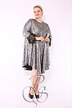 Сукня-туніка святкова срібляста з мереживними манжетами 60-66 Darkwin, фото 2